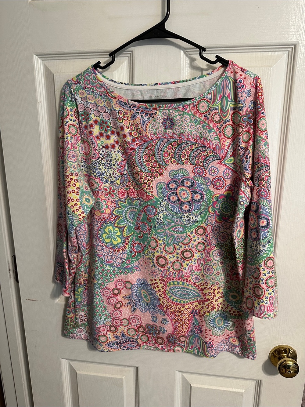 Talbots Pink Multicolor Paisley & Floral Long-Sleeve Top
